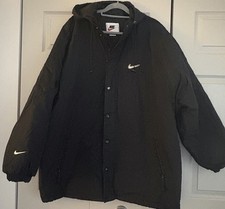 Vintage Nike Big Swoosh Inner Quilt Parka Nylon Jacket Hooded XXL 90s READ DESC