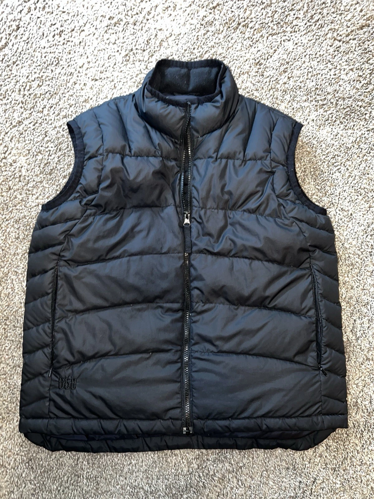 Cabela's Goose Down Vest Mens Size Small Black 650 Puffer Snap Hiking Hunting