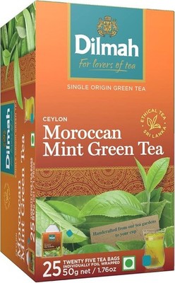 Organic Green Tea, Ginger Green Cinnamon Morrocan Mint Dilmah 20 Count Tea bags
