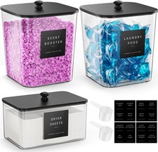 3 Pack Laundry Pods Container, Clear Laundry Room Organization Containers,Lar...