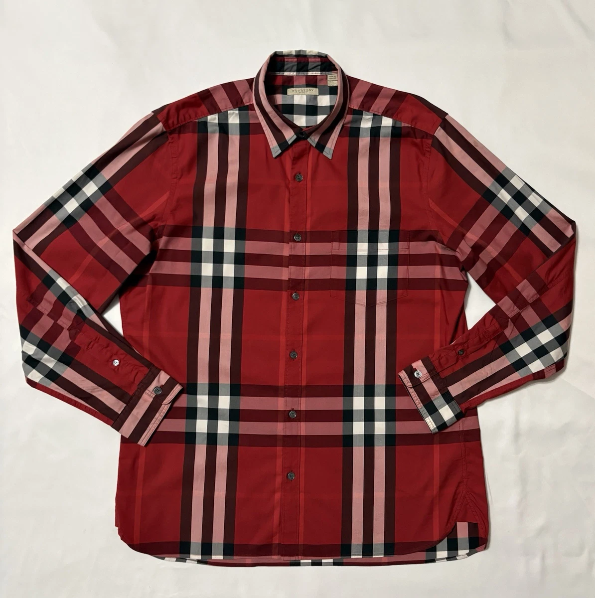 Burberry Red Casual Button-Down Shirts for Men for sale - eBay