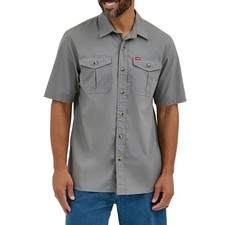 Wrangler Men's Relaxed Fit Stretch Gray Short Sleeve Button Down XL NWT