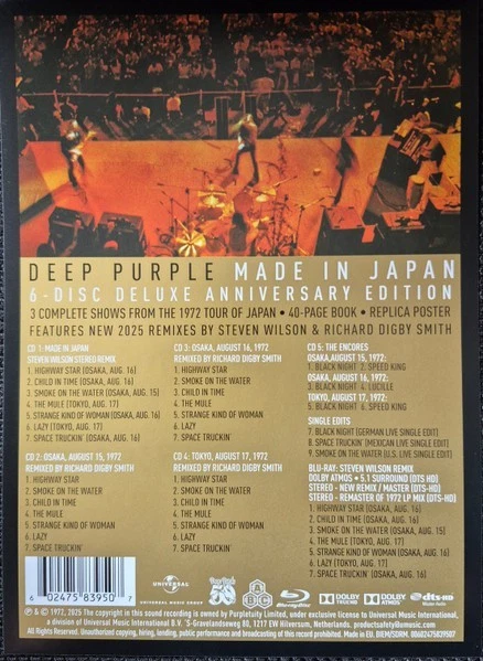 Deep Purple-Made in Japan 2025 Steven Wilson Mix Ltd. Super Deluxe 5 CD+1 BluRay - Bild 2 von 3