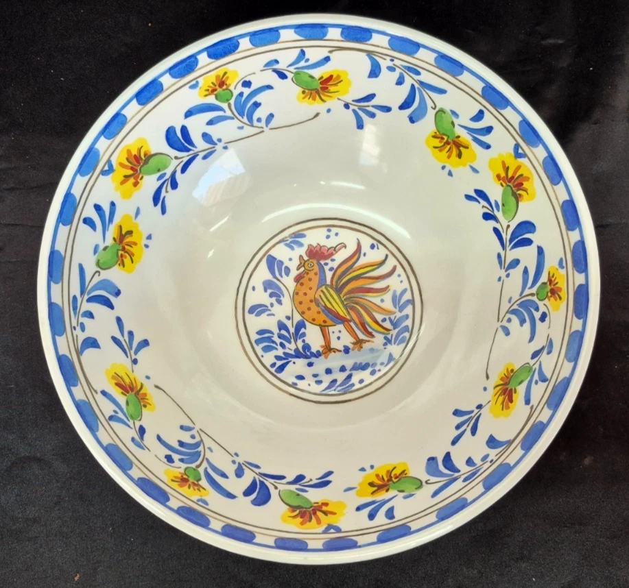 Florence Rooster & Floral Design Melamine Salad Bowl by Le Cadeaux 12"