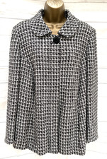 Ann Harvey Coat Jacket UK Size 18 Black & White Pockets Collared Lined