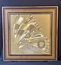 VTG 1970's Dufex Gold Foil Butterfly Framed Art Under Glass 16"x16" MCM RARE