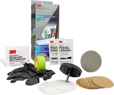 3M Ultra Headlight Restoration Kit, Contains Masking Tape, Light Sanding Discs,