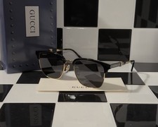 Gucci GG1499SK 001 Black Gold Grey Sunglasses Ships Today