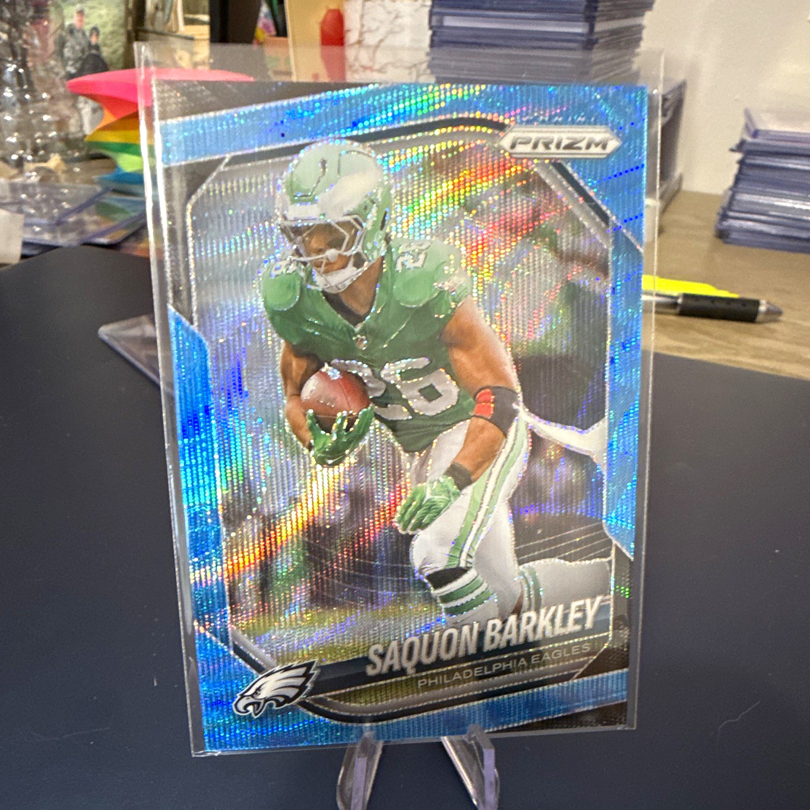 Panini 2025 Prizm Saquon Barkley Eagles Blue Wave Prizm /230 #298