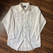 Wrangler White Striped Pearl Snap Button Down Long Sleeve Shirt Men s XL Western