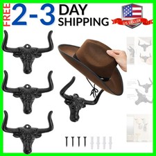 4 Pack Cowboy Hat Rack for Wall, Animal Head Metal Cowboy Hat Hanger Cap Hold...