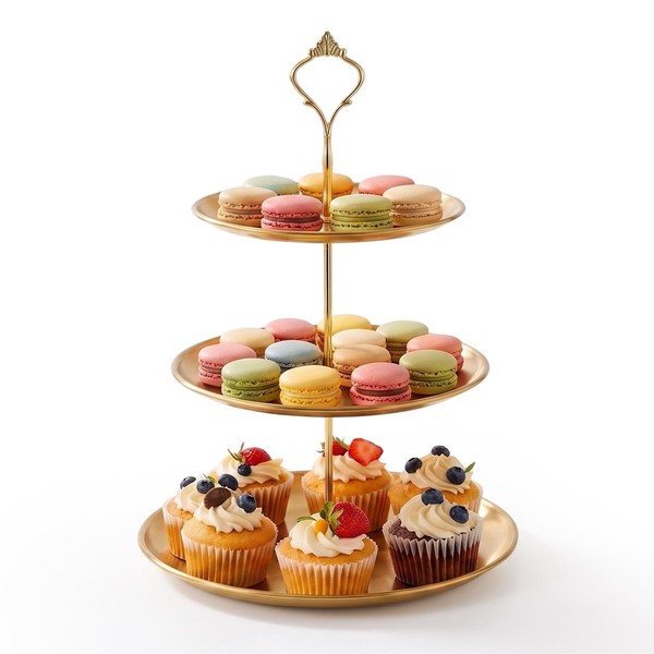 Obst Etagere 3 Etagen Cupcake StäNder Edelstahl ServierstäNder KüChe 34,5 Cm-image