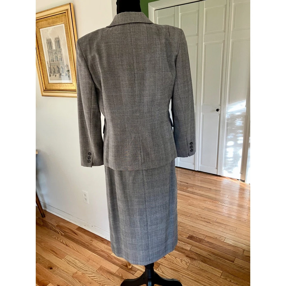 Saville Petites Gray Plaid Blazer Skirt Suit Set Career Professional Office 10P - Image 3 of 4