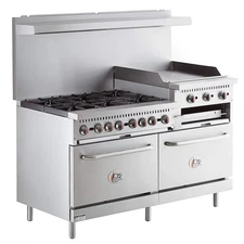 Natural Gas 6 Burner 60" Range w/ 24" Griddle/Broiler, 2 Standard Ovens 276K BTU