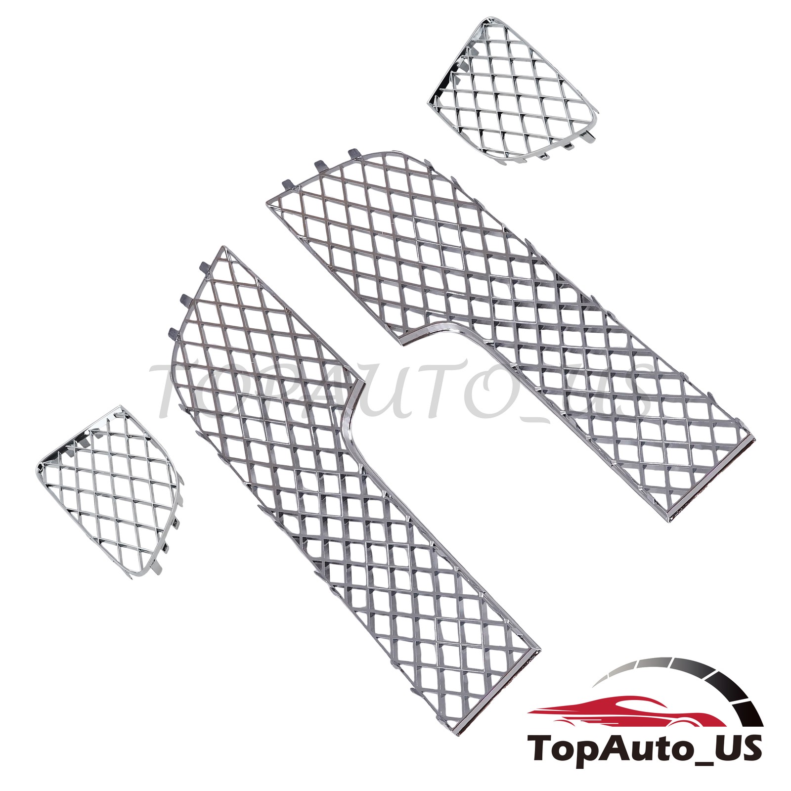 NEW 4PCS Fits Bentley Continental GT GTC 12-15 Chrome Bumper Lower Mesh Grille