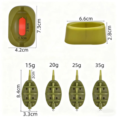 5Pcs/Set Portable Inline Method Feeders Mould Bait Thrower Bait Plumb Set Bait H