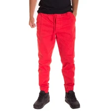 Alta Fashion Men's Casual Jogger Pants with Expandable Waist - Red - Large