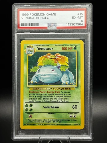 PSA 6 - Venusaur 15/102 Base Set Unlimited - Holo Rare - WOTC - Pokemon Vintage