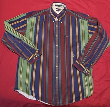 VTG 90s Tommy Hilfiger Lion Crest Striped Shirt XL Elder Tag Multi-Color Prep