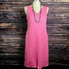 Talbots Woven Pink Sleeveless Lined Linen Dress 10