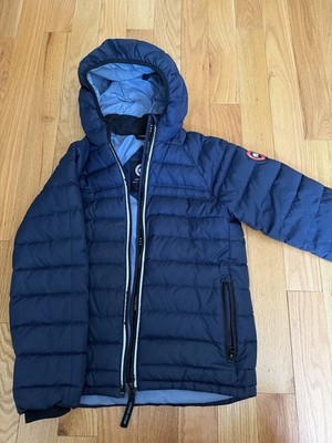 Canada Goose Blue Hooded Down Puffer Jacket Zip Logo Kids XL