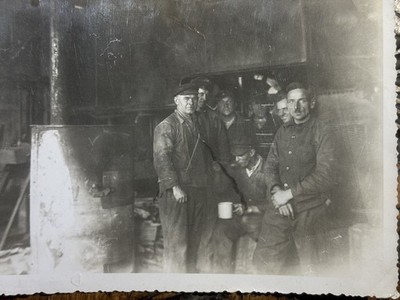  Old Photo Industrial Workshop Workers Open ~1930-40s Third Reich black 12x9