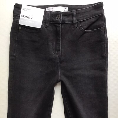BNWT Ladies Next Petite Skinny High Rise Black Jeans Size 6 W24 L26   (445B)
