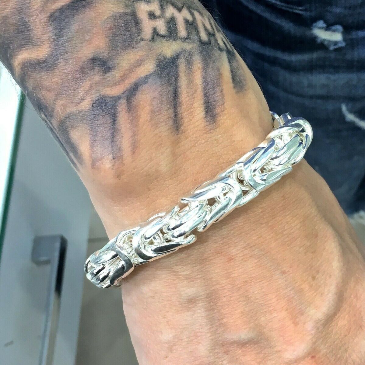 Silver King's Chain Bracelet Round 11mm Thick Solid 925 Silver King's Chain Bracelet Round 11mm Thick Solid 925