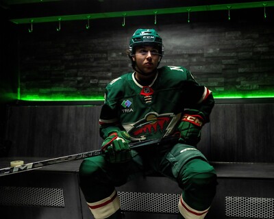 Brock Faber Media Day Locker Room Minnesota Wild 8x10 NHL Hockey Photo