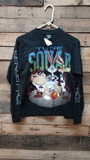 Vintage 90s Space Jam Taz Looney Toons Black Long Sleeve Shirt XLarge Tune Squad