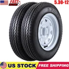 2 Pack 5.30-12 5.30x12 Trailer Tires with 12'' Rims, 4 Lug on 4'', Load Range C
