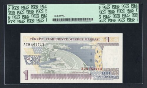 Turkey One Lira 2005 P216 Uncirculated Grade 68 - Picture 2 of 2