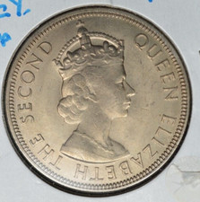 Seychelles 1954 One Rupee and 1964 25 cents (2 coins) - Choice BU