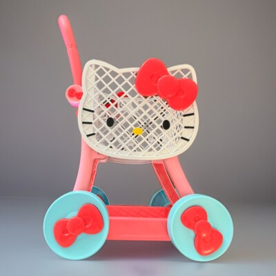 Hello Kitty Push Shopping Cart Pretend Play Kids Buggy Basket 20'' *No Cup Holder