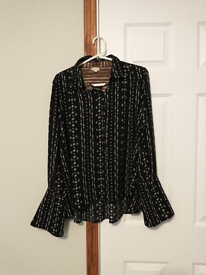Women's Sz L Hem & Thread Long Sleeve Top