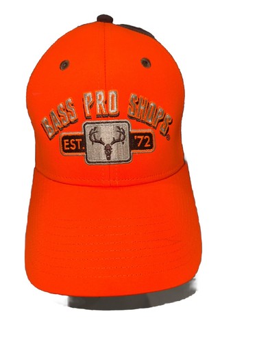 Bass Pro Shops Fluorescent Orange Front w Brown Hat Cap Hook Loop Poly ...
