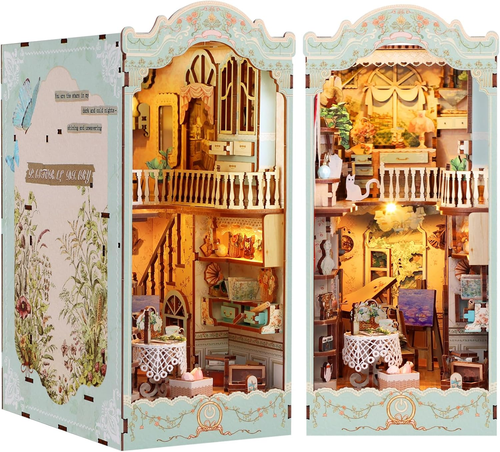 Quanquer DIY Book Nook Kit Frischer GartenStil Puppenhaus Holz