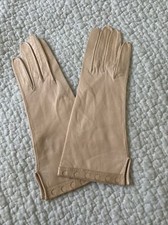NEW VTG WOMAN'S KID GLOVES MADE IN FRANCE 6 1/2 Camel