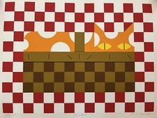 Edie Harper "Baskit" Cat Signed Serigraph Art Print