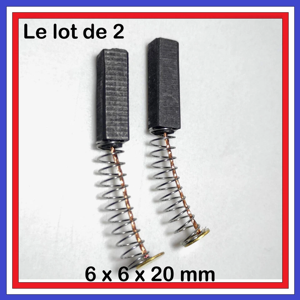 Lot de 2 Balais de Charbon 6 x 6 x 20 mm Moteur électrique, outillage electropo - Photo 4/4