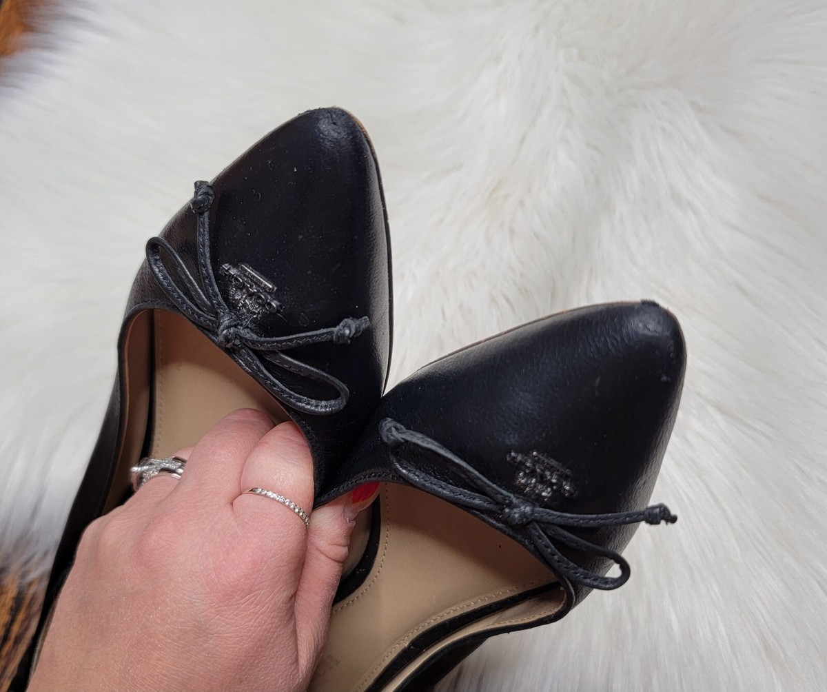 Coach Annabel Black Ballet Leather Pointed Toe Flat Shoes Coach Annabel Black Ballet Leather Pointed Toe Flat Shoes
