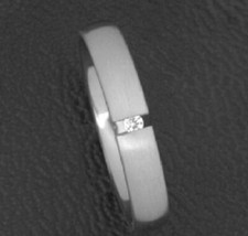 Titanium Titan Ring Spannring Damen schmaler Fingerring Silber Zirkonias Brilli