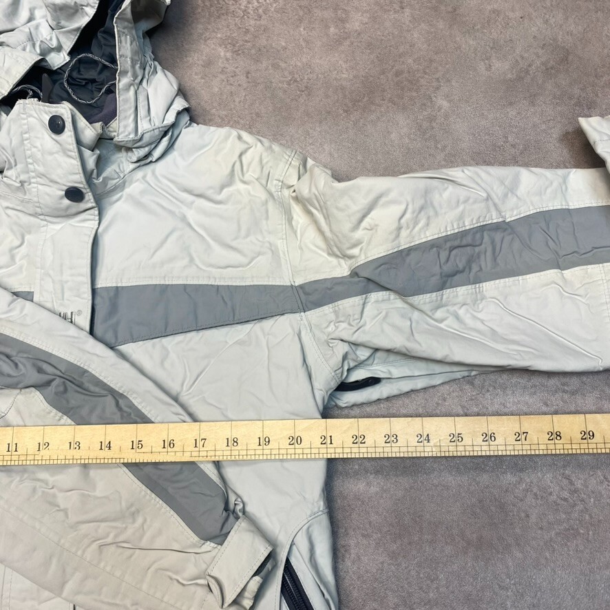 Helly Hansen Rain Jacket Womens Large Y2K Full Zip Windbreaker Coat, Grey image 9