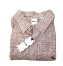 ROWM MEN SHIRT BUTTON-UP 100% COTTON , DARK CHERRY,  XL