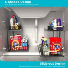 2 Pack Under Sink Organizers Metal Pull Out Under Sink Organizers and Storage