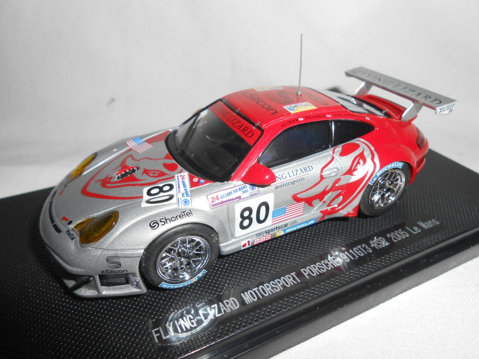 Porsche 911 GT3 RSR Le Mans 2005 miniature 1/43 Flying Lizard en métal