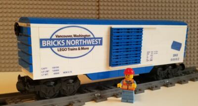 Custom Train Bricks Northwest Boxcar  -- PLEASE READ ITEM DESCRIPTION --