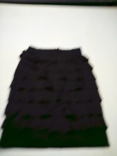 Alfani Sz12 Layered Tiered A-line Skirt Back Zip Closure Wide Elastic Waist Blk