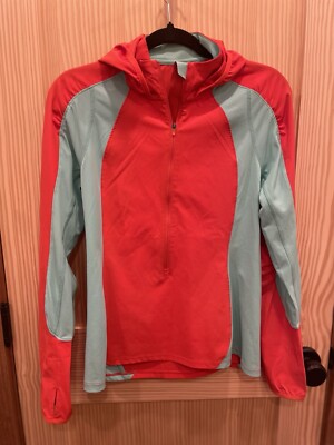 Merrell Women S Select Wick Pullover Zip Hoodie Jacket Orange Mint Running EUC
