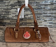 Euc Roberto Cavalli Suede Shoulder Bag With Rhinestone Clam Shell $1,400.00
